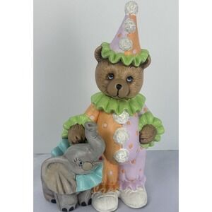 VTG Circus Bear Elephant Clown Figurine Nursery Decor Carnival Statue 10"